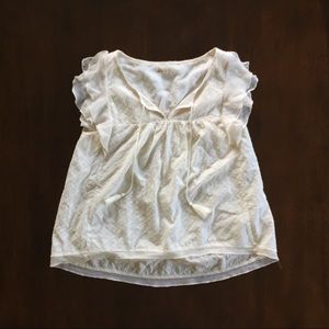 Airy Tassel Lace White Blouse